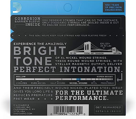 Juego de cuerdas de guitarra eléctrica  D'Addario EXL120+ , Super Light Plus, 9.5-44