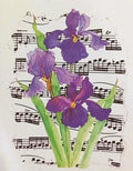 Tarjetas con Notas Musicales y Flor moradas Kristin Elliott