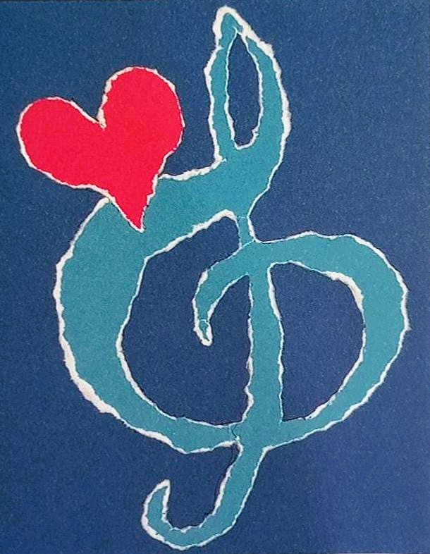 Tarjetas  de Clave de sol Azul y un Corazón Kristin Elliott