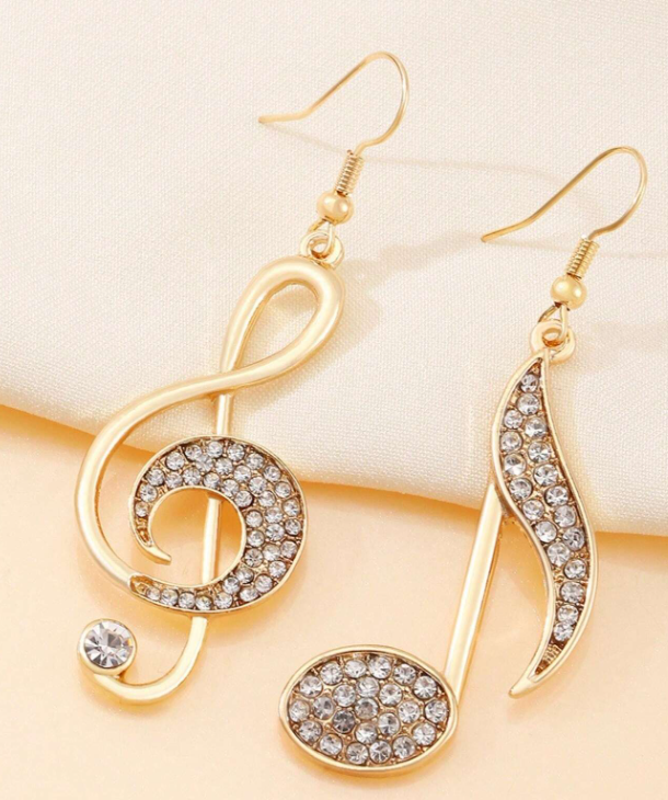 Aretes de clave de sol y nota musical