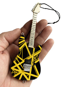 Replica de guitarra en miniatura Eddie van Halen (amarillo/negro) de 15 cm