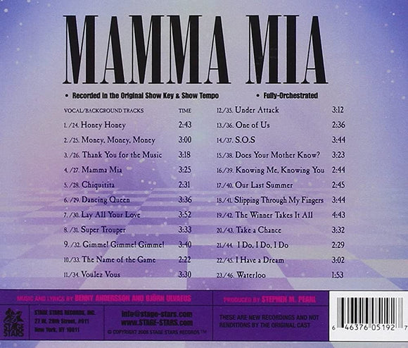 Mamma Mia: Songs from the Broadway Musical Accompaniment Set, CD