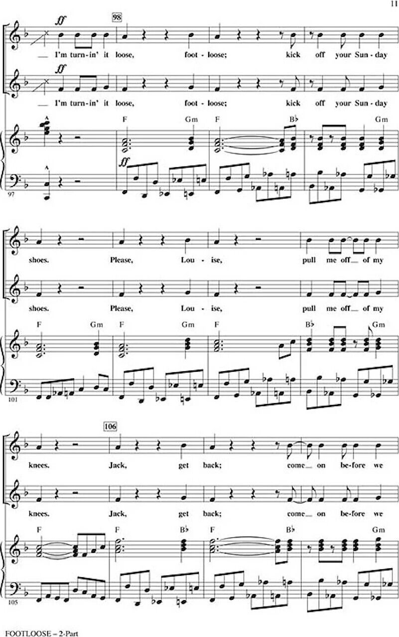 Partitura Coral Footloose 2 Voces