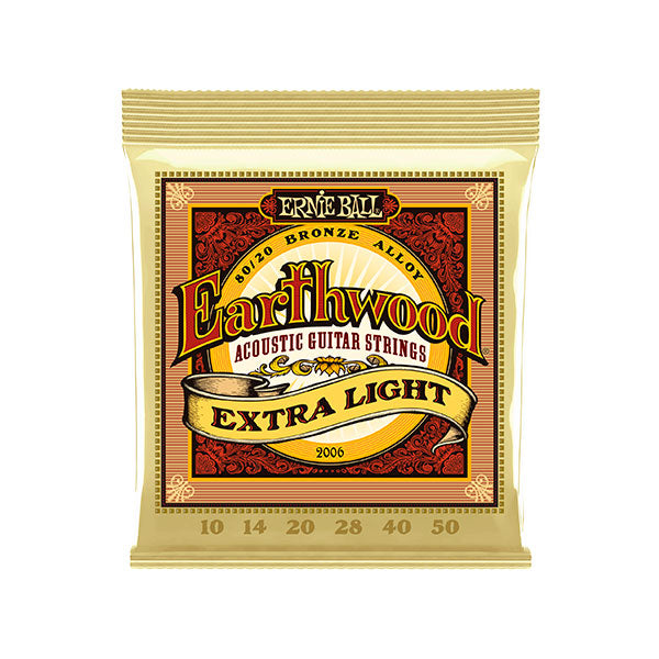 Juego de Cuerdas de guitarra ERNIE BALL 2006 Earthwood 80/20 Bronze Alloy Extra Light 10|50