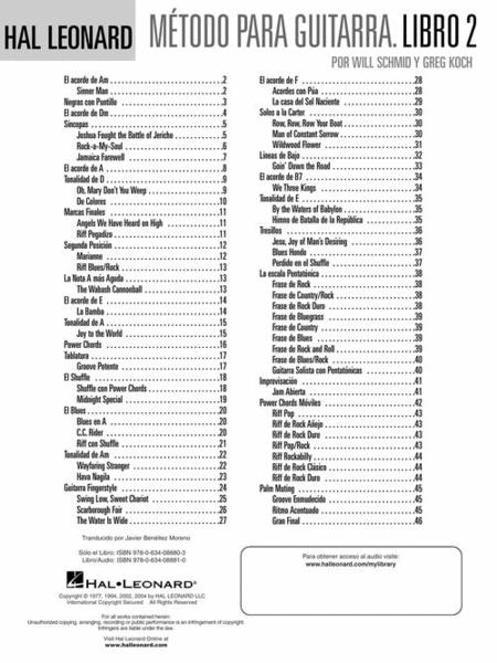 Libro Método de Guitarra Libro 2 Hal Leonard