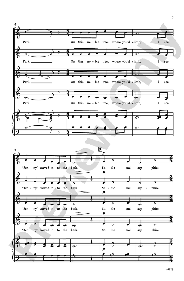 Partitura Coral Jenny SSAA, a cappella