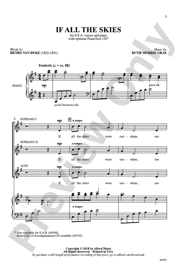 Partitura Coral If all the skies SAB con Piano