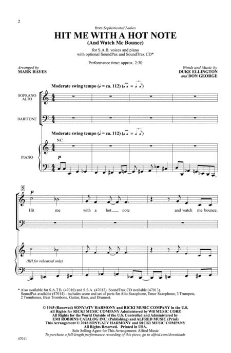 Partitura Coral Hit me with a hot make SATB con Piano