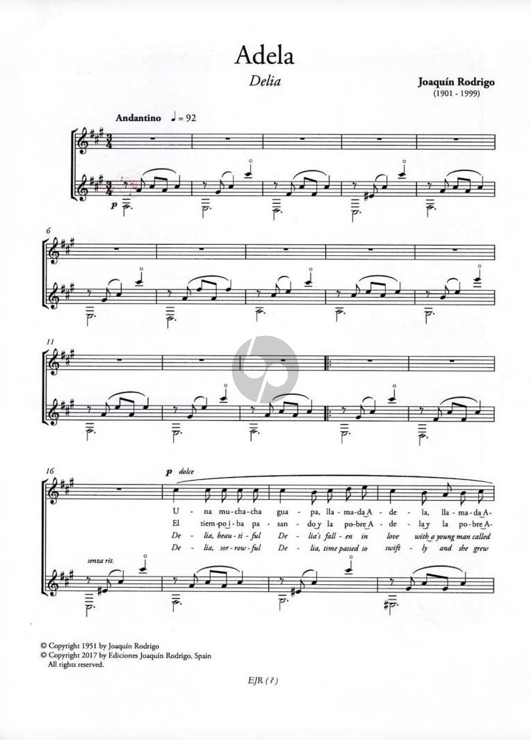 Three Spanish Songs - Voice and Guitar - by Rodrigo