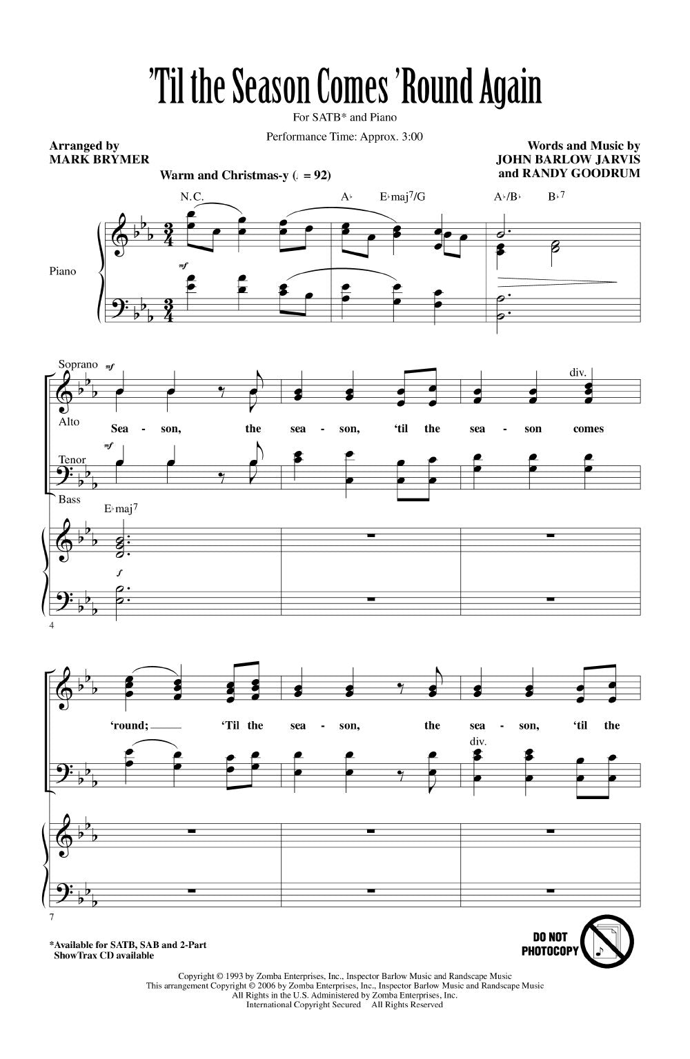 Partitura Coral Til the Season Comes 'Round Again SATB