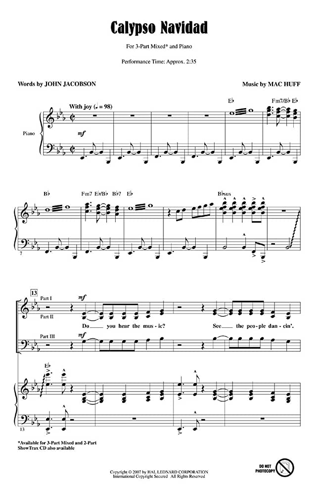 Partitura Coral Calypso Navidad 2 Voces
