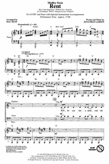 Partitura Coral Rent SSA