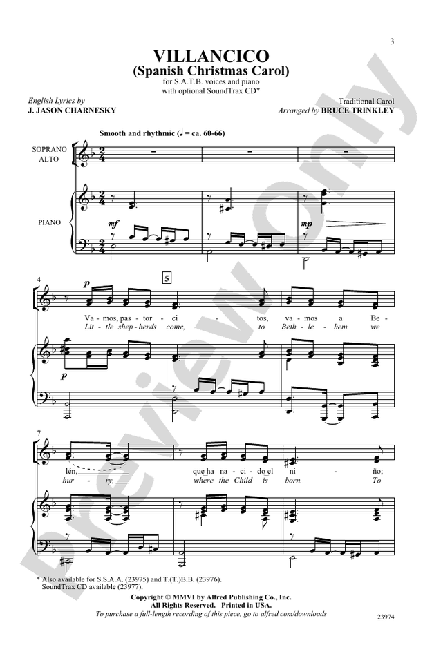Partitura Coral Villancisco SATB with Piano