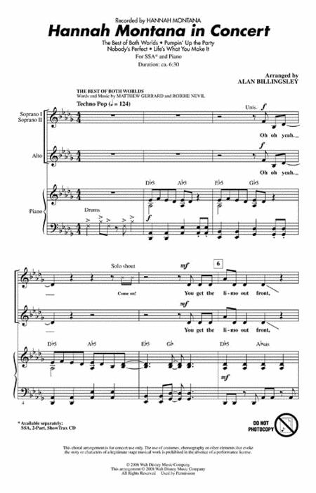 Partitura Coral Hannah Montana in Concert 2 Voces