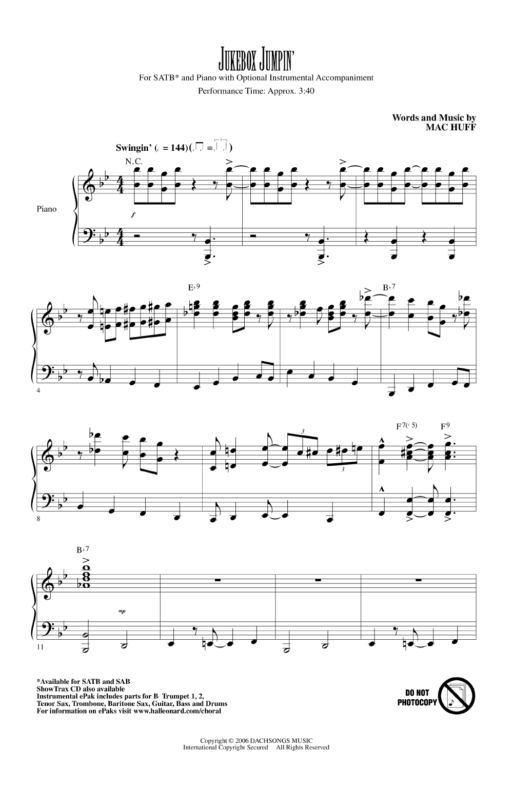 Partitura Coral This is my Country SATB