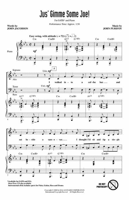 Partitura Coral Jus' Gimme Some Joe! SATB