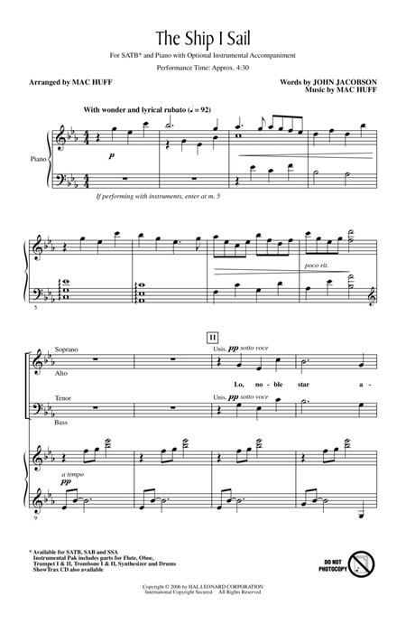 Partitura Coral The Ship I Sail SATB