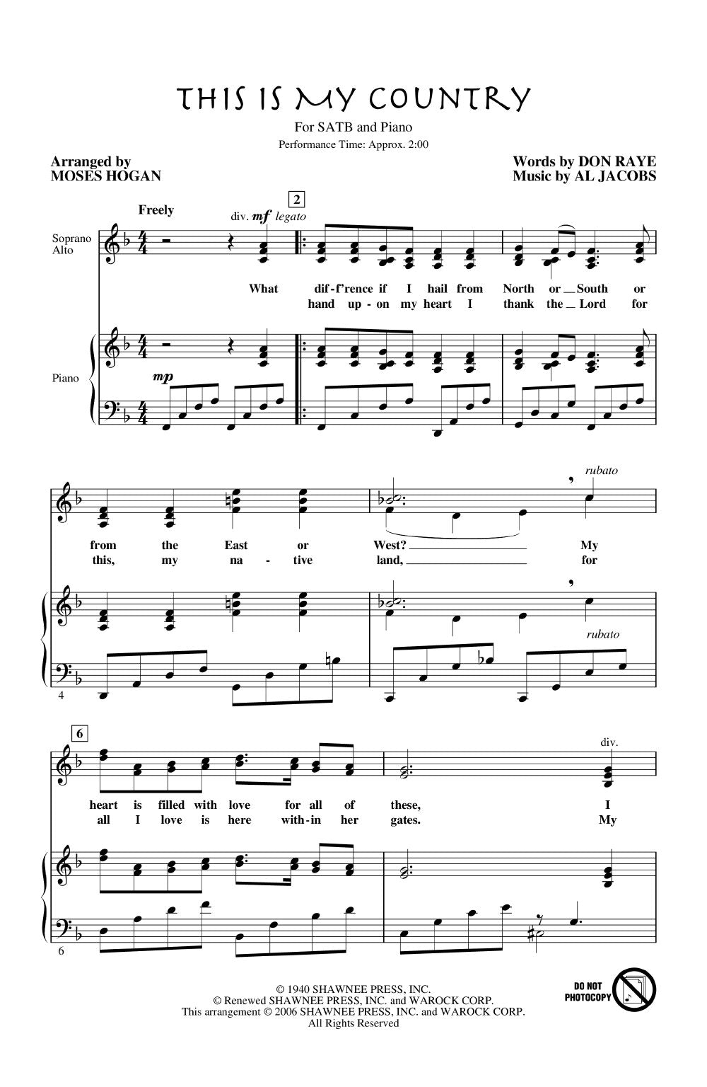 Partitura Coral This is my Country SATB