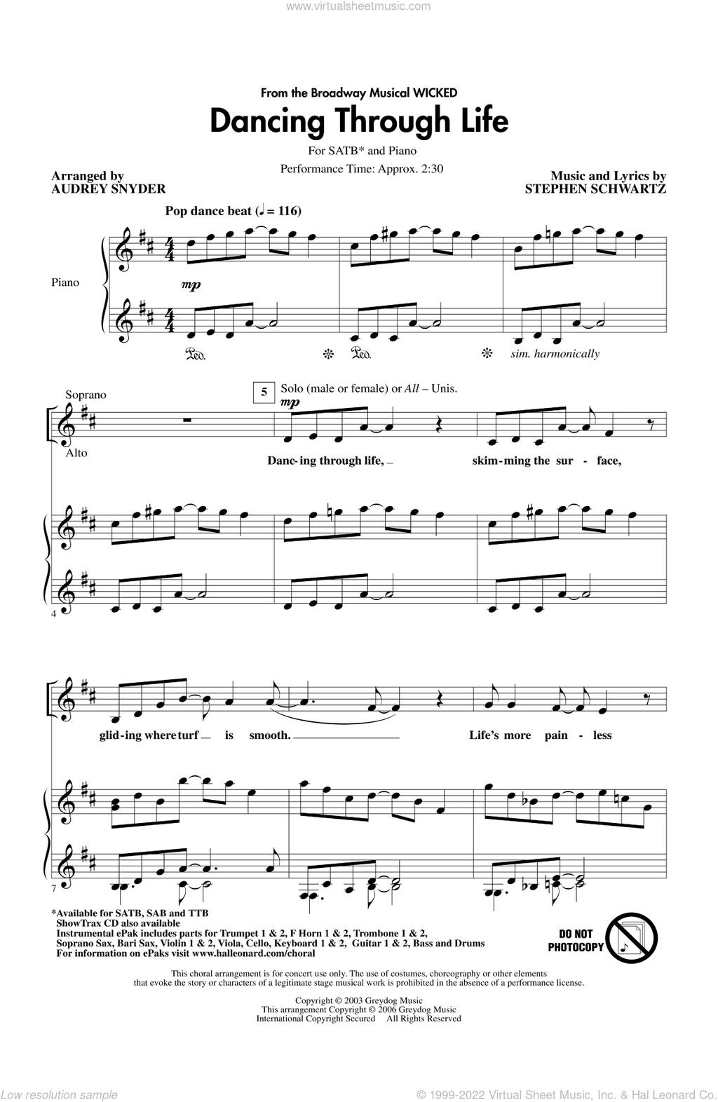 Partitura Coral Dancing Through Life SATB