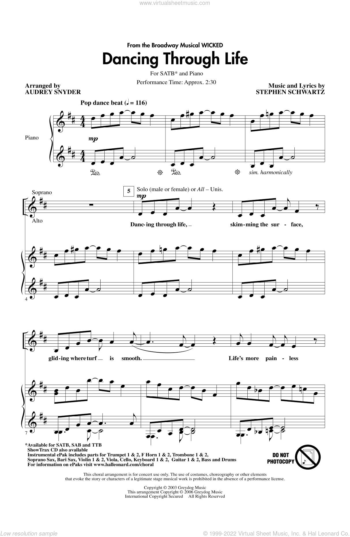 Partitura Coral Dancing Through Life SATB