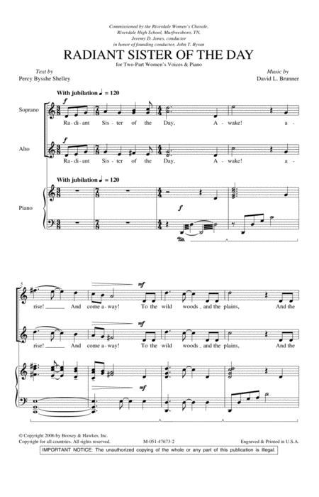 Partitura Coral Radian Sister of the Day 2 Voces