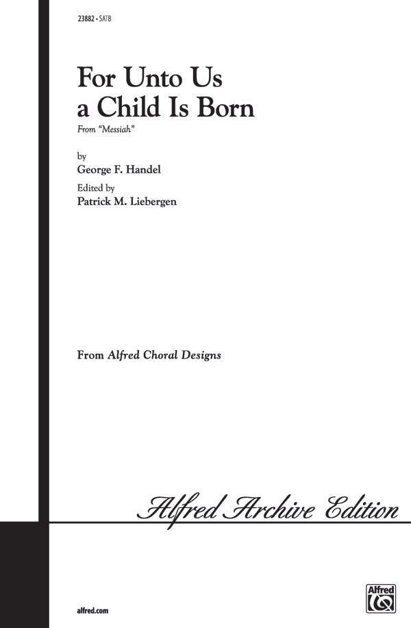 Partitura Coral For unto Us a Child Is Born SATB con Piano