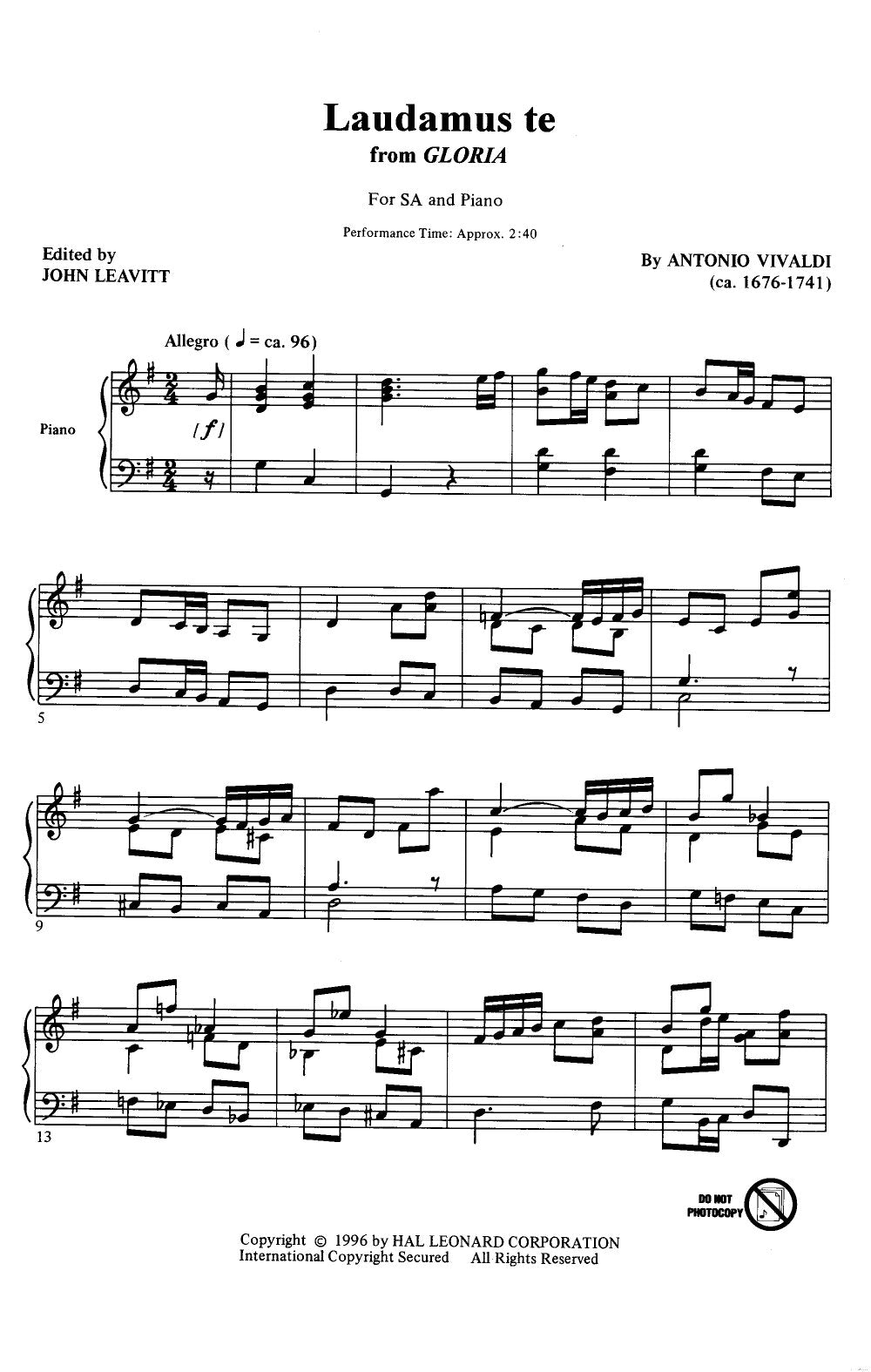 Partitura Coral Laudamus te SA