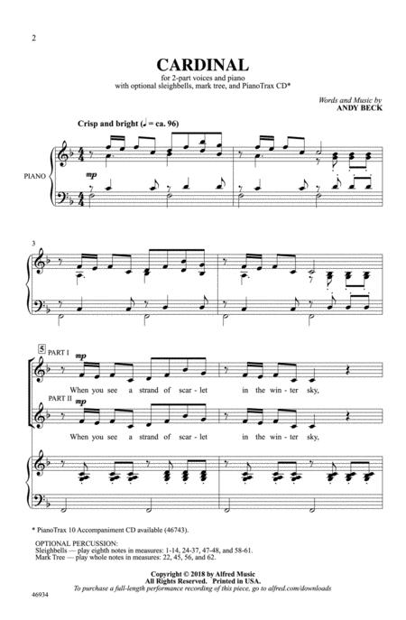 Partitura Coral Cardinal 2 Voces con Piano