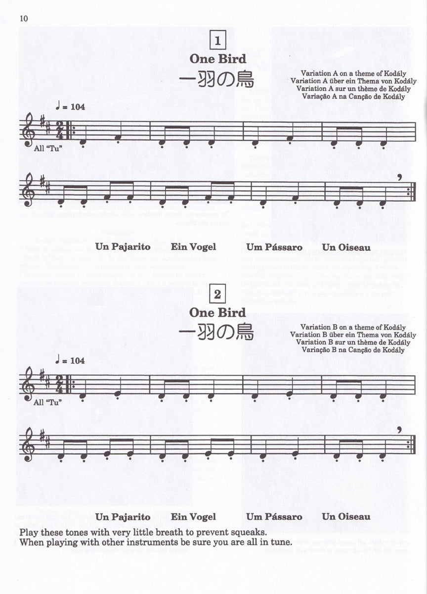 Libro de Flauta Soprano Suzuki Volumen 1