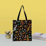 Bolso con diseño de notas musicales y de piano