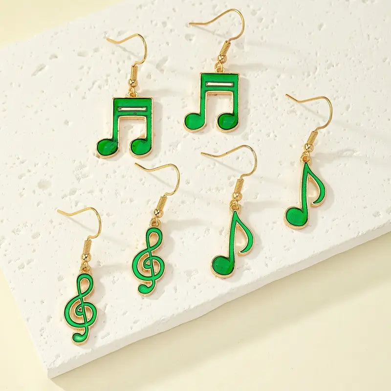 Set de 3 conjunto de aretes con simbolo musicales
