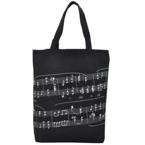 Bolso Negro con diseño de partituras musicales