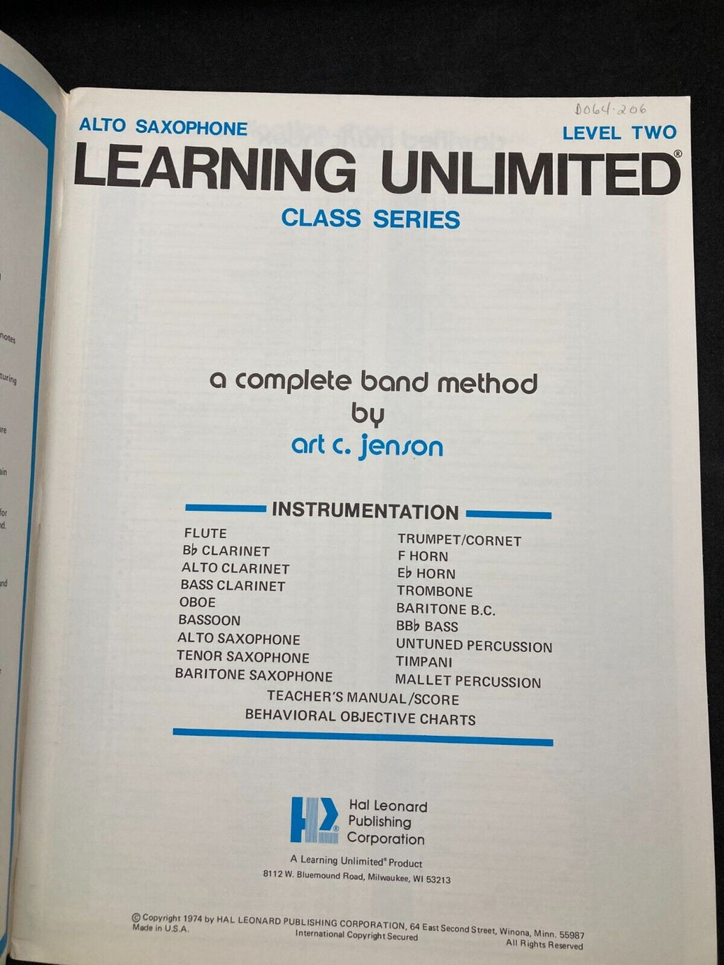 Libro de Trompeta, Learning Unlimited Class series Hal leonard Level 2