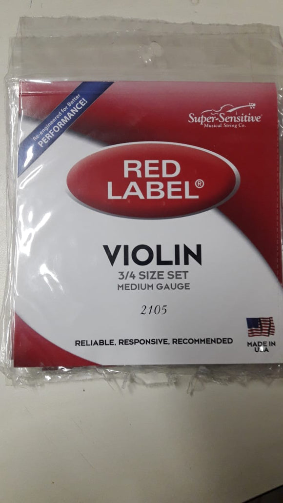 Juego De Cuerdas de Violín Red Label 3/4