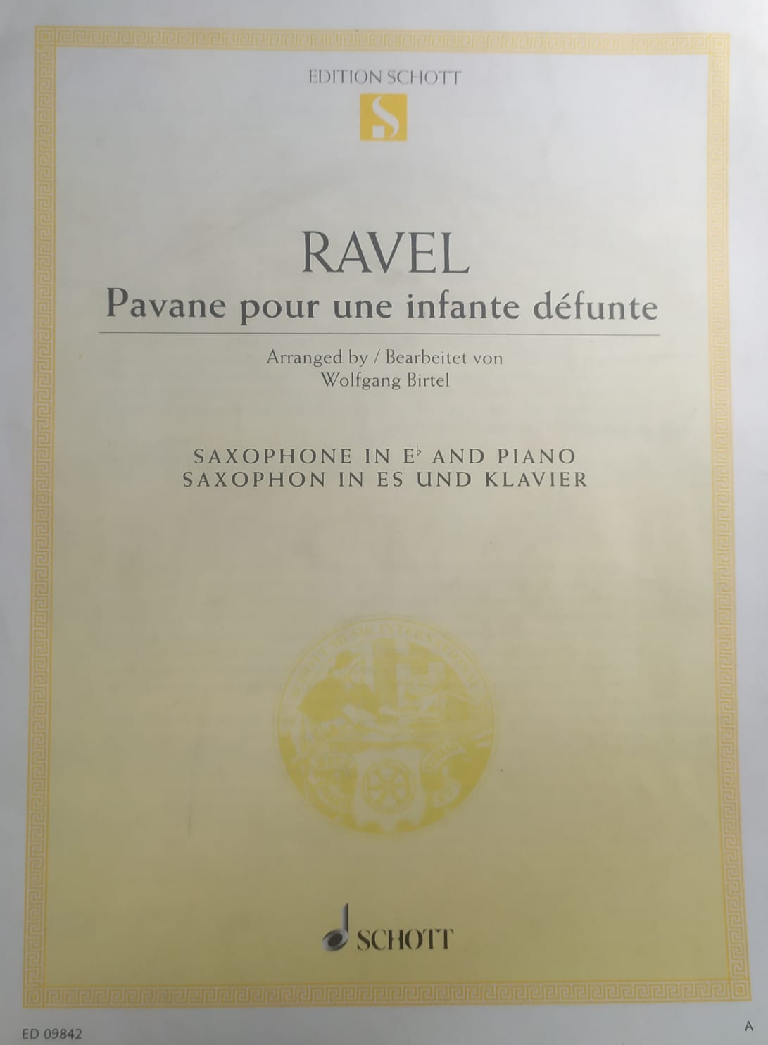 Libro de Saxofón y Piano Ravel Pavane pour une infante défunte.