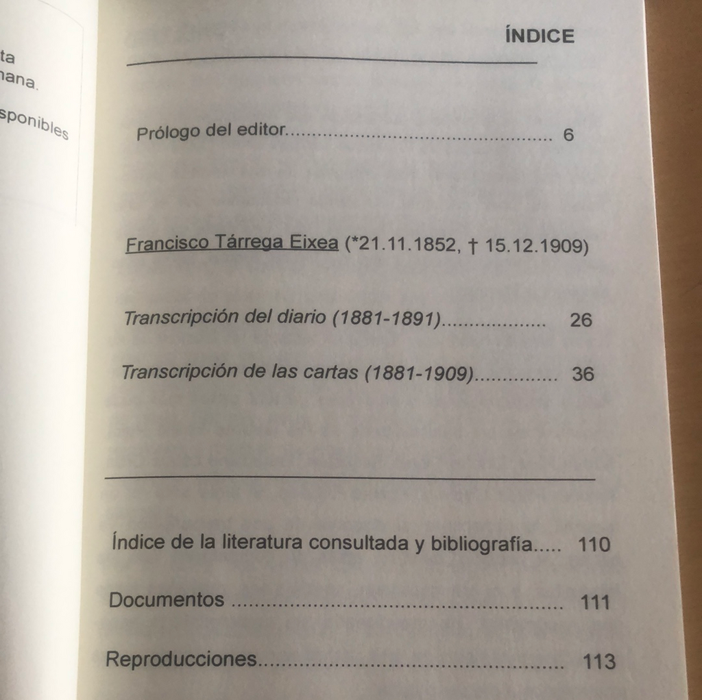 Francisco Tarrega Eixea Diarios y Cartas