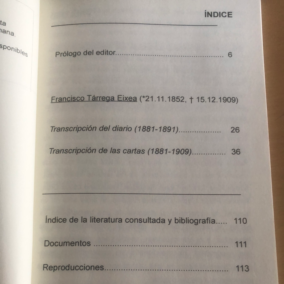 Francisco Tarrega Eixea Diarios y Cartas